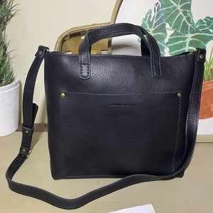 Portland Leather Pebbled Black Zip Medium Crossbody